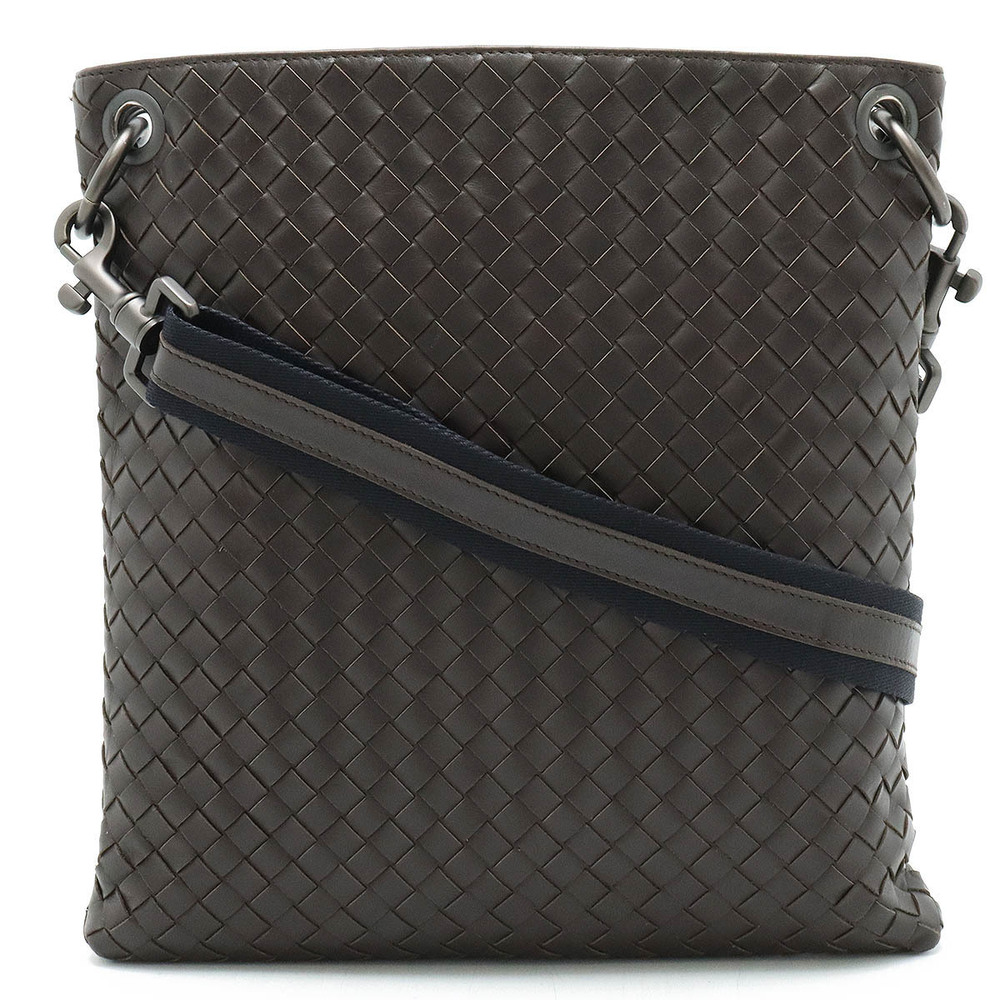 BOTTEGA VENETA Intrecciato Crossbody Bag Dark Brown